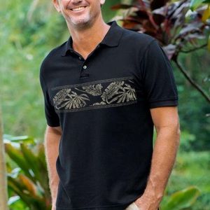 Crazy Shirt Island Band Black Short Sleeve Pique’ Polo Shirt